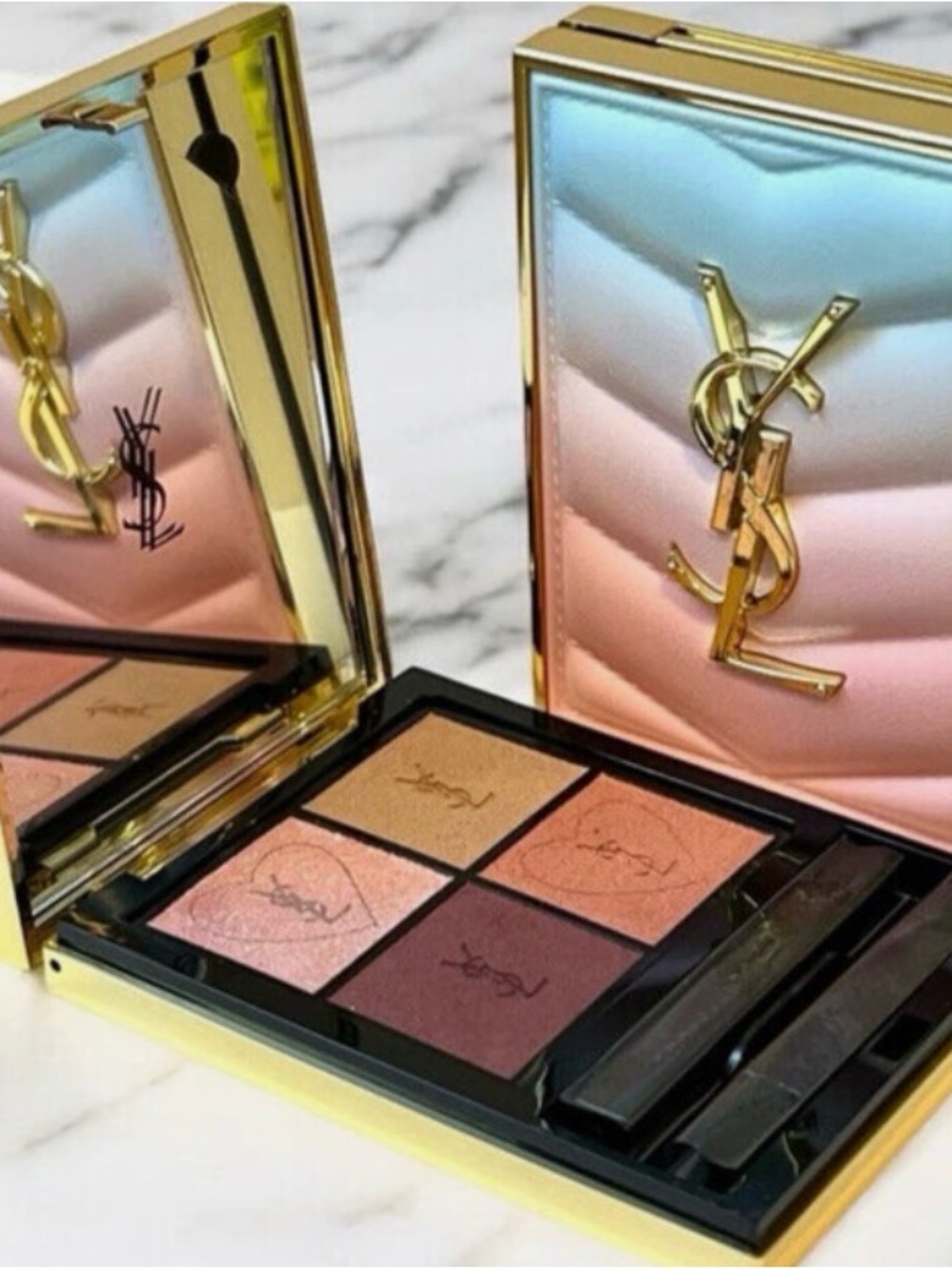 Yves Saint Laurent Pink Peach Gold & Plum 4-Color Eyeshadow Palette brand new